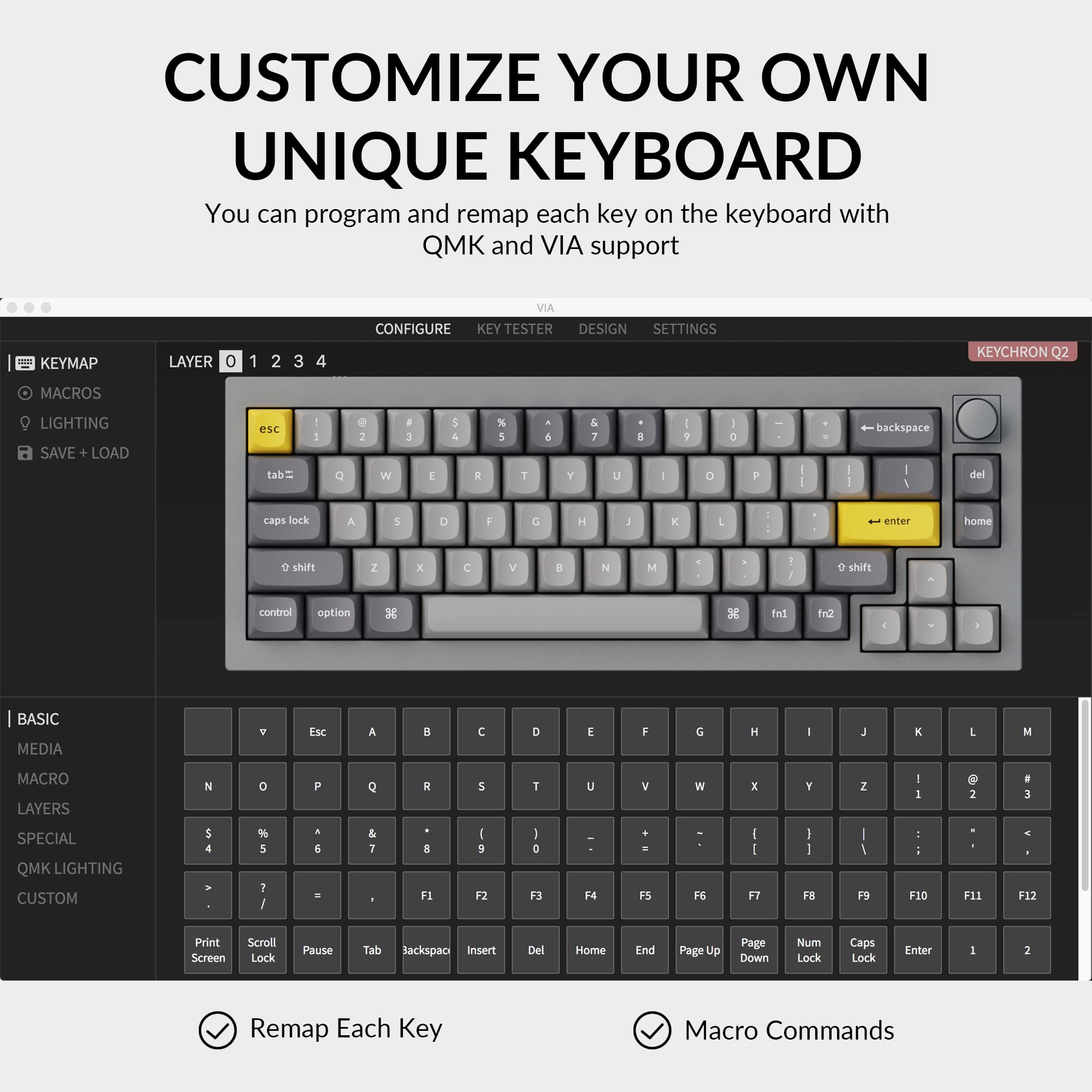 Keychron Q2 65% Wired Custom Mechanical Keyboard with Knob - Hot-Swappable Gateron G Pro Brown Switches, QMK/VIA Programmable, Double Gasket Design for Mac/Windows/Linux (Grey) | Perfect for Typing, Gaming & Office Work
