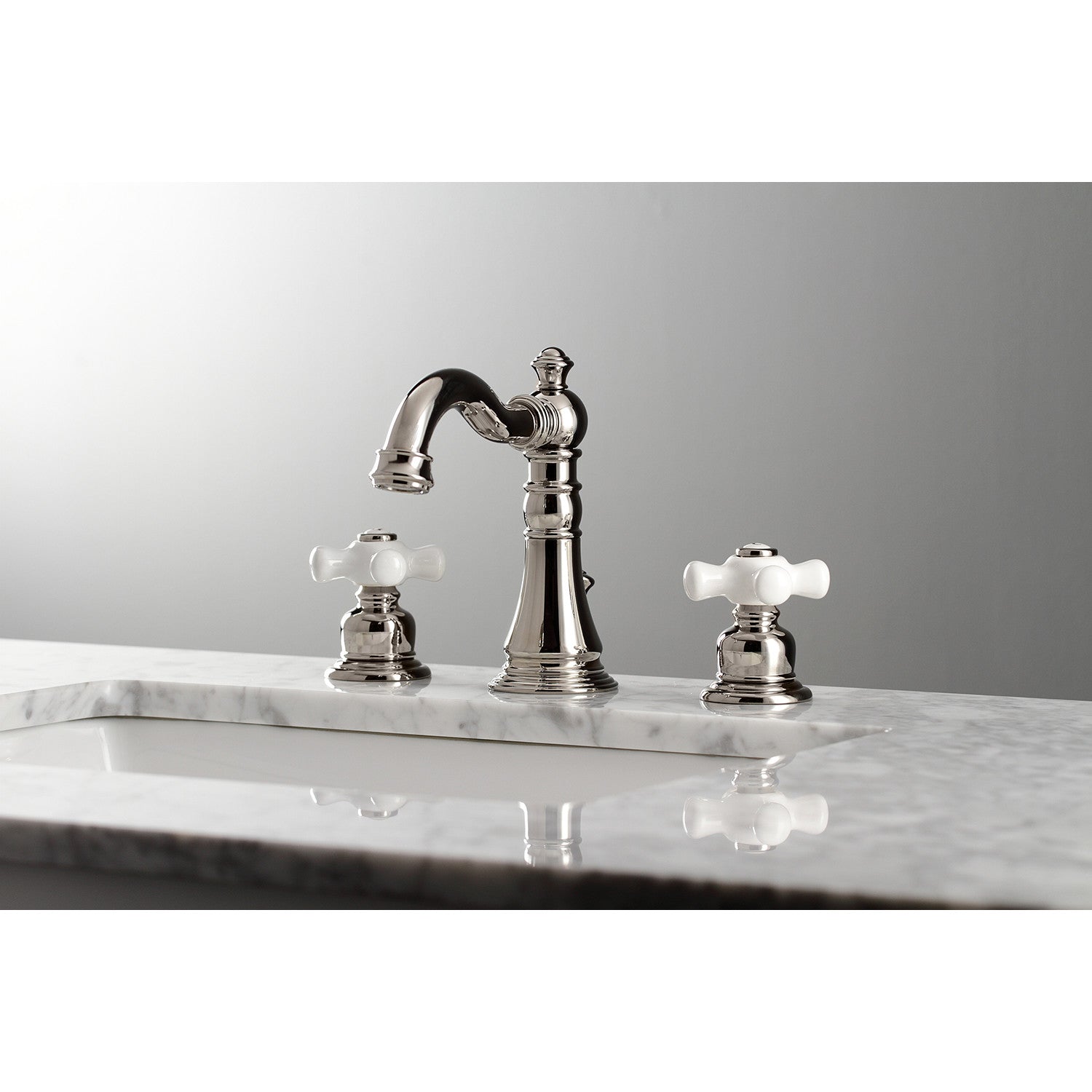 American Classic FSC1979PX 3-Hole Widespread Bathroom Faucet with Brass Pop-Up Drain - Two Handle Deck Mount in Polished Nickel - Perfect for Modern Bathroom Vanities and Sink Upgrades