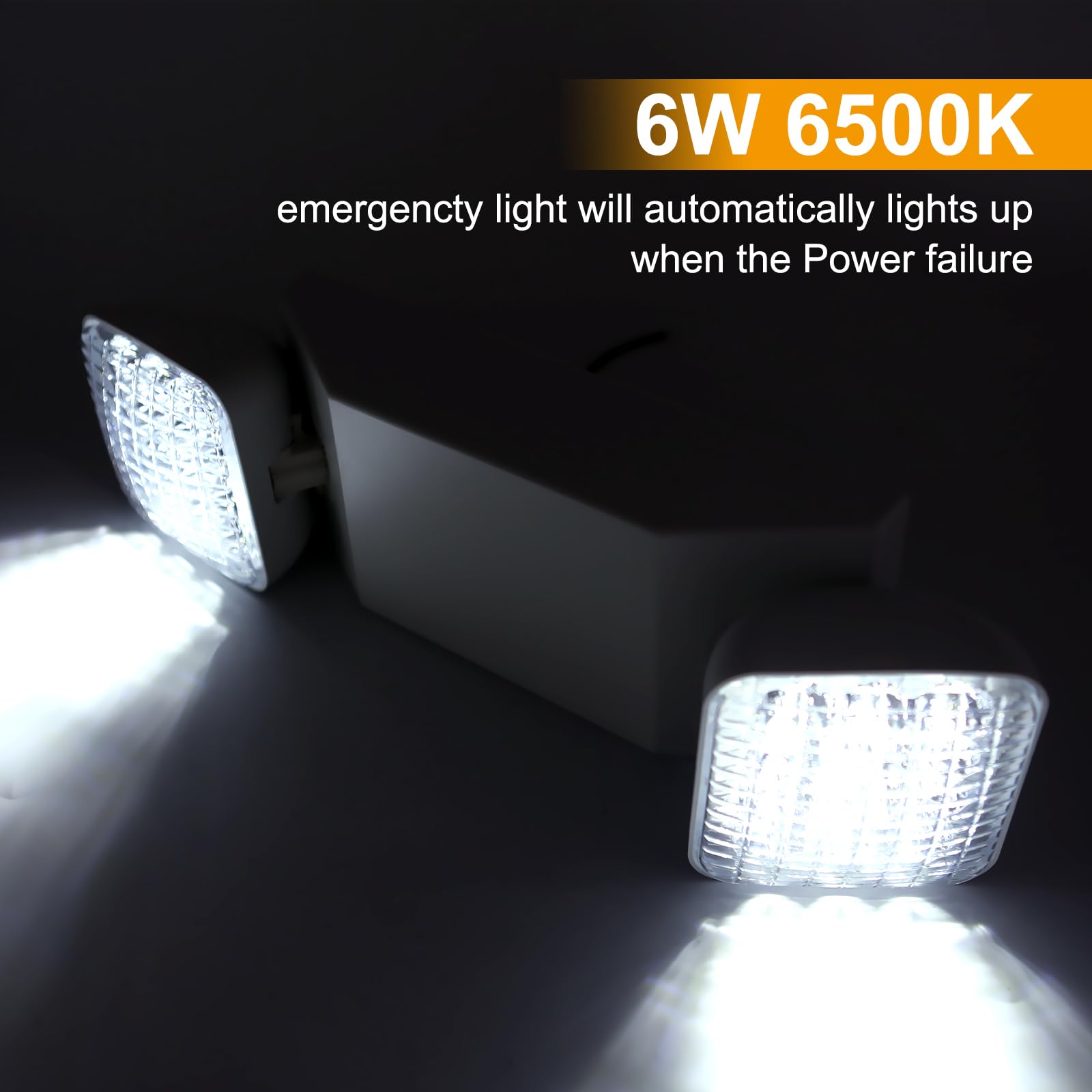 4 Pack LED Adjustable Emergency Exit Lights with Battery Backup, 2 LED Bulbs, White, AC110V/277V - Perfect for Business, Home & Office During Power Outages & Emergency Situations