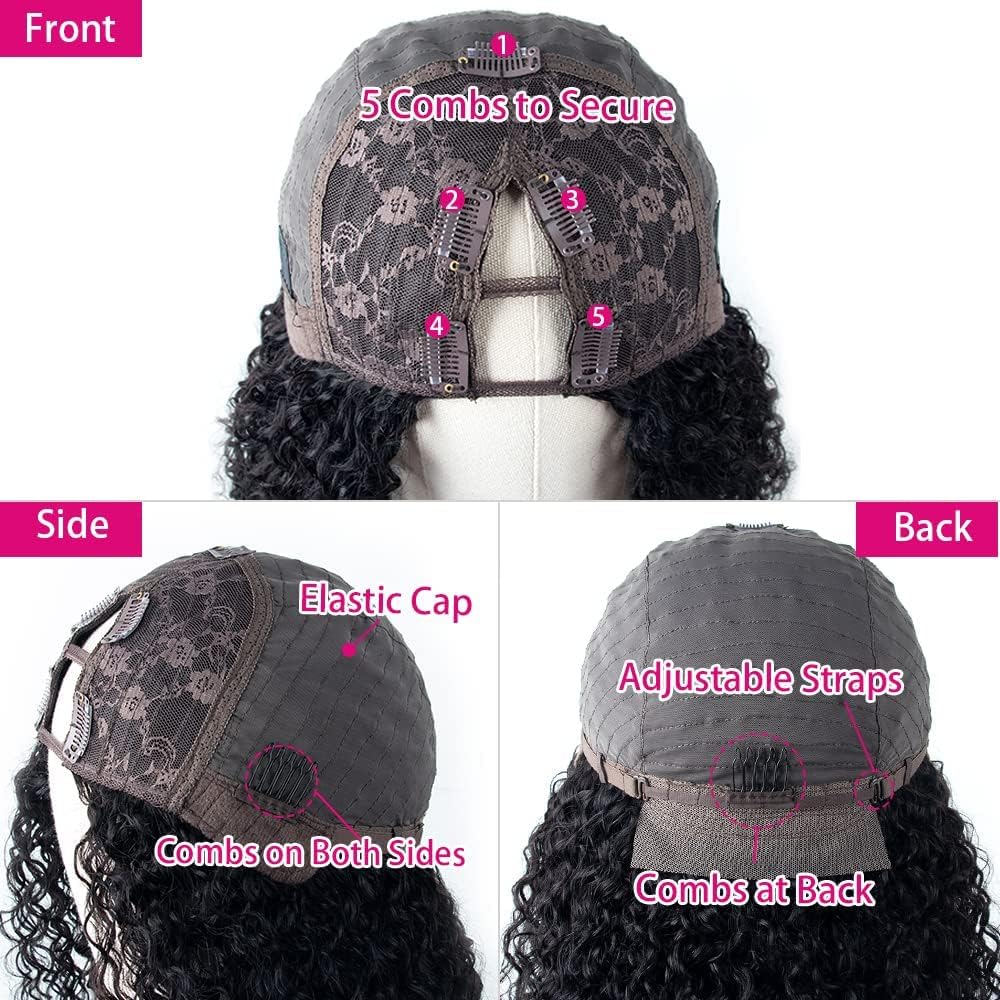 Brazilian Kinky Curly Human Hair Wigs for Black Women - 26IN V Part Wigs with 200% Density, No Leave Out Lace Front, Glueless Full Head Clip In Half Wigs | Perfect for Daily Wear, Parties, Weddings & Special Occasions