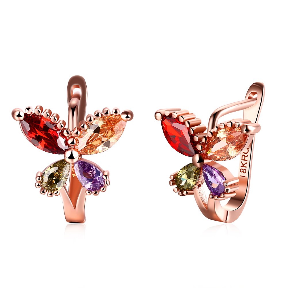 **AAA Zircon Butterfly Stud Earrings for Women - Rose Gold Plated Clip-On Crystal Earrings | Fashion Jewelry Gift for Wife, Girlfriend, Anniversary & Birthday | Elegant Accessories for Parties, Weddings & Daily Wear**