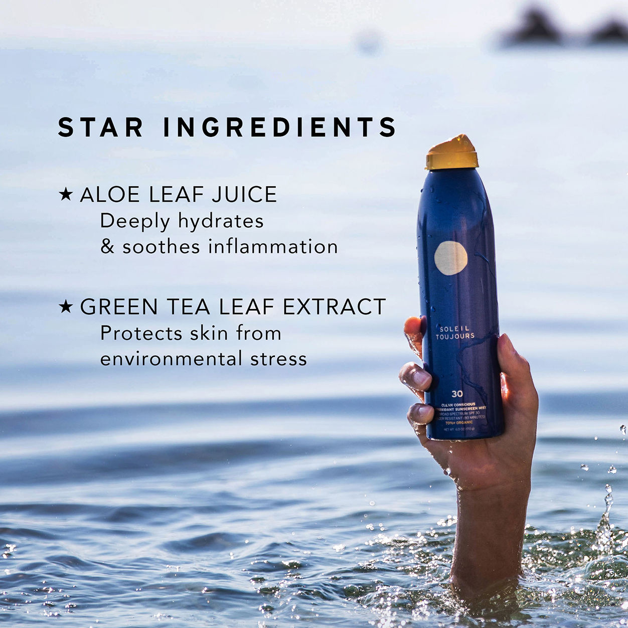 Clean Conscious Antioxidant Sunscreen Mist SPF 30 - Lightweight, Non-Greasy Face & Body Sun Protection for Daily Use, Outdoor Activities & Beach Days