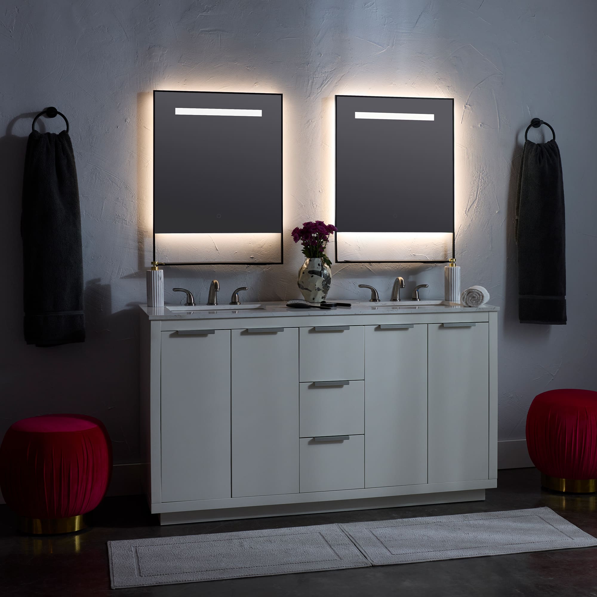 Oxygen Castore 3 0902 15 Inch 24x32 LED Lighted Mirror with Adjustable Brightness - Black Bathroom Vanity Mirror for Makeup & Shaving - Perfect for Bedrooms, Salons & Dressing Rooms