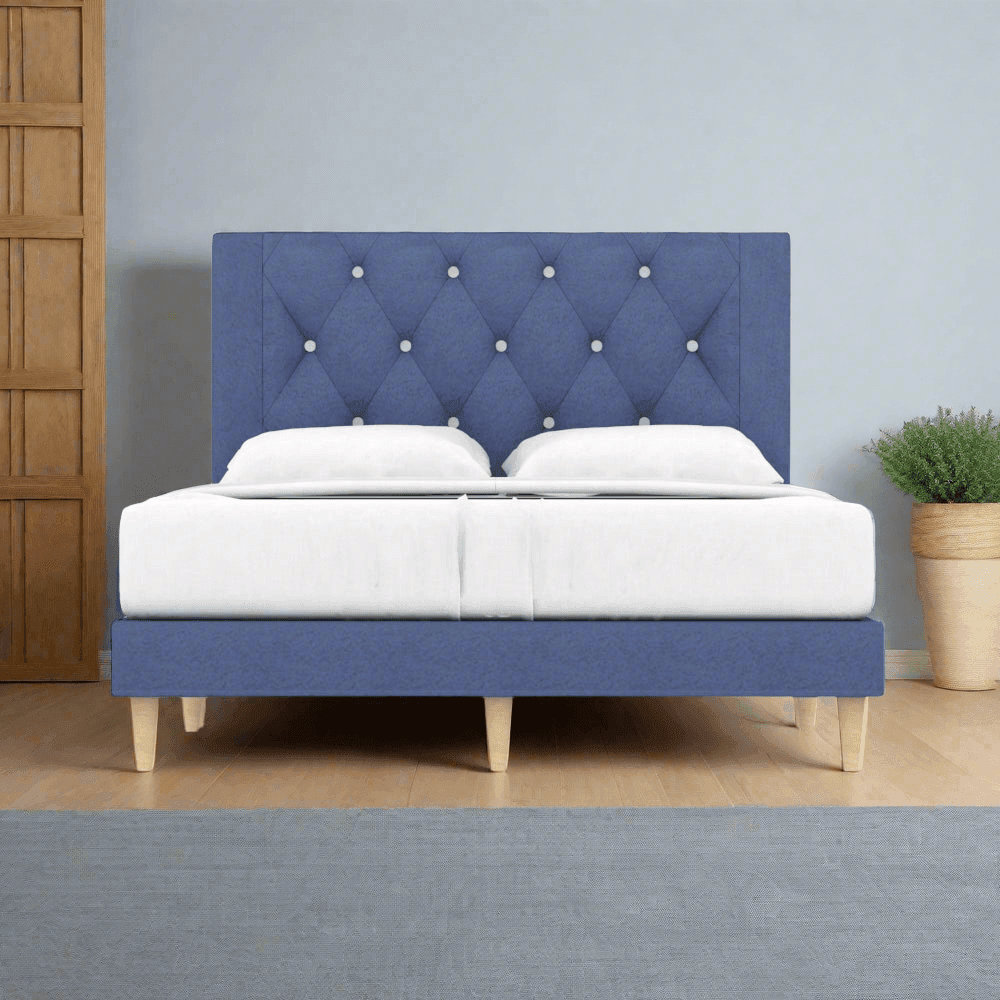 Hansen Fabric Bed Frame - Queen Size, Sturdy & Pet Friendly Platform Bed with Noise-Free Design for Bedroom & Guest Room Use