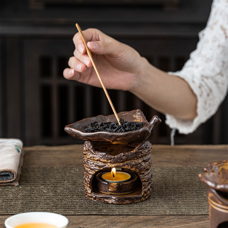 Natural Wood Stump Tea Leaf Wax Warmer - Aromatherapy Candle Melter for Home Decor, Relaxation & Gifts