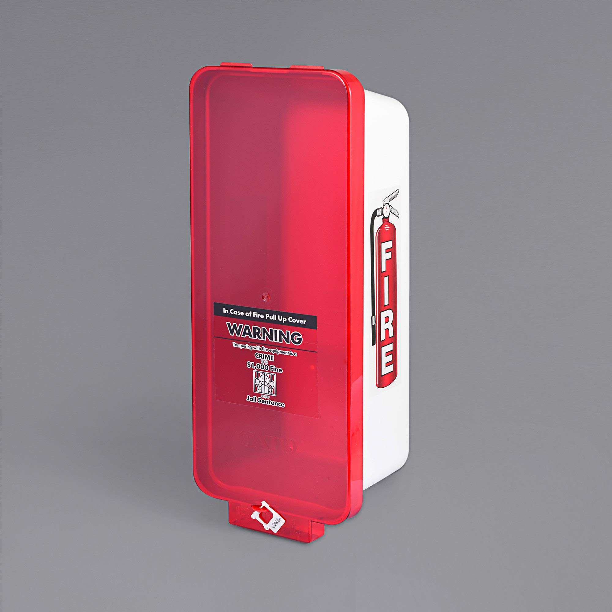 White Surface-Mounted Fire Extinguisher Cabinet with Red Pull-Cover - Holds 2.5lb & 5lb Extinguishers - Lockable Fire Safety Box for Indoor/Outdoor Wall Mount - Ideal for Homes, Offices & Garages