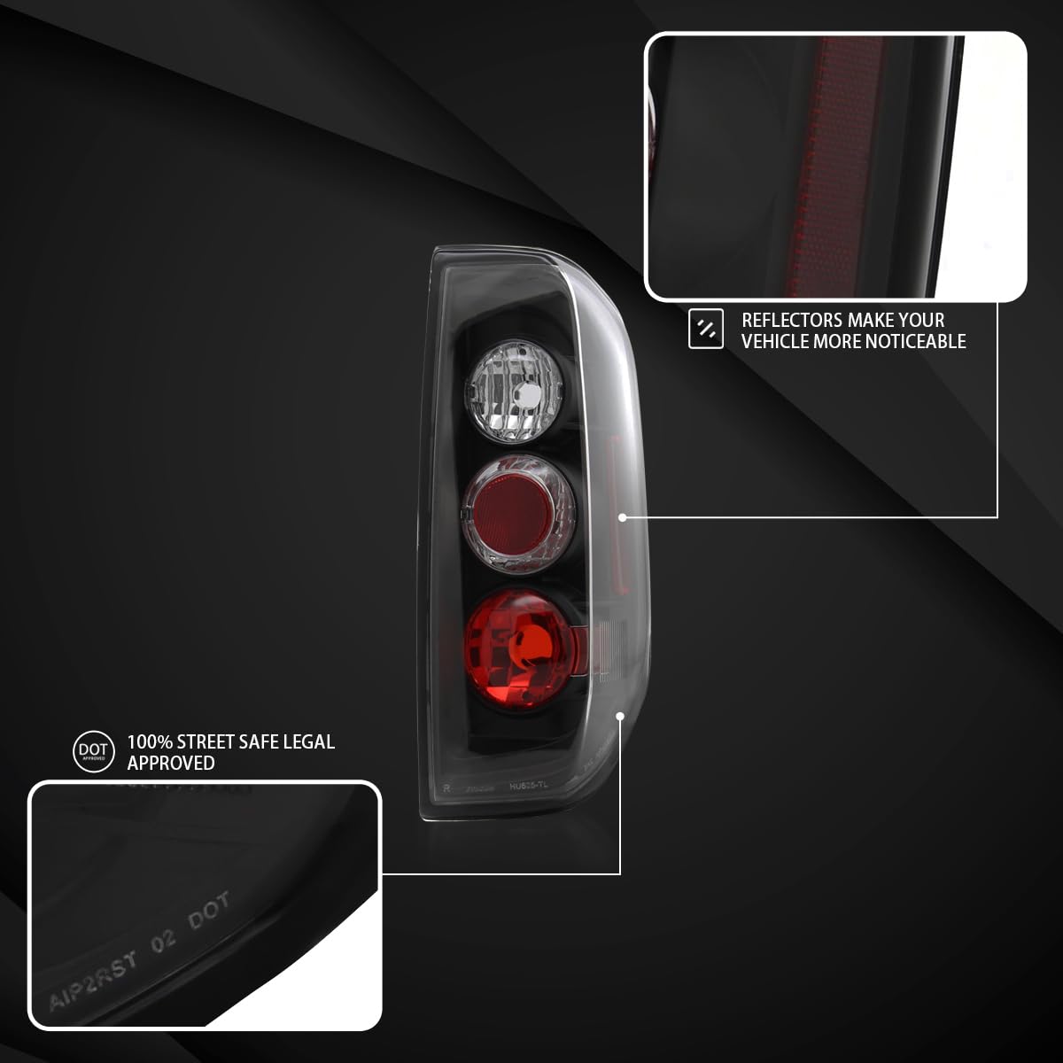 AUTOZENSATION Black Housing Clear Lens Tail Lights - Compatible with 2005-2014 Nissan Frontier & 2009-2012 Suzuki Equator - Left & Right Pair Assembly - Upgrade Your Truck's Style & Visibility for Night Driving & Off-Road Adventures
