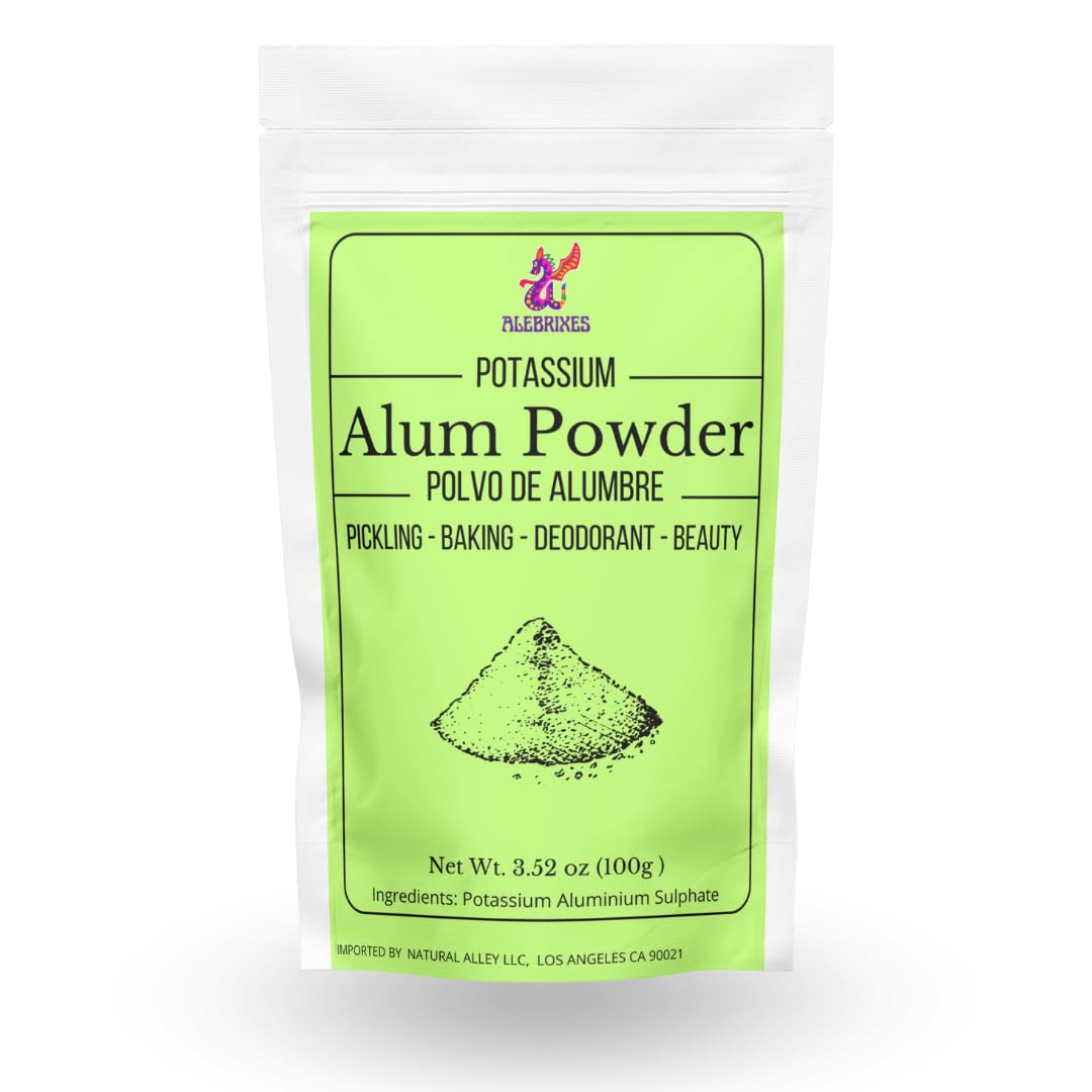 Alebrixes - 100g (3.5 oz) Granulated Potassium Alum Powder for Pickling & Food Preservation | Natural Alum Spice for Canning, Fermenting & Skin Care | Imported from Mexico | Perfect for Homemade Pickles, Preserves & DIY Beauty Recipes