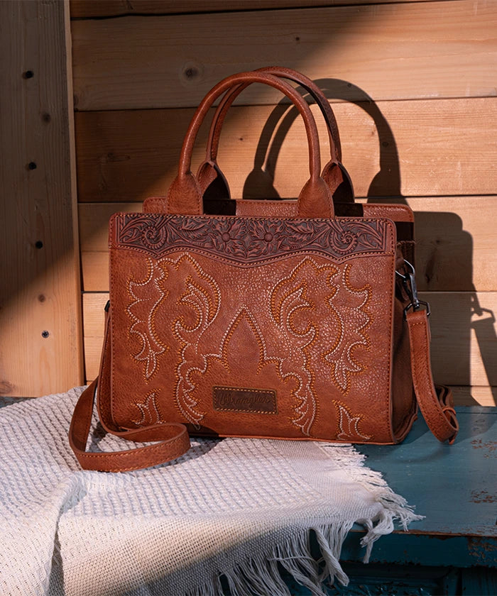 Wrangler Women's Boot Scroll Crossbody Purse Set - Western Style Leather Handbag for Everyday Use, Travel & Country Music Festivals