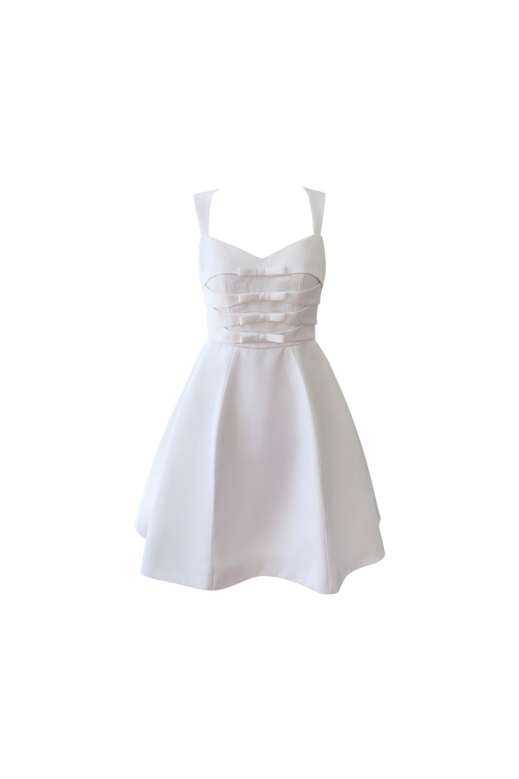 Alyssa Bow Satin Mini Dress in White - Elegant Party & Evening Wear for Women