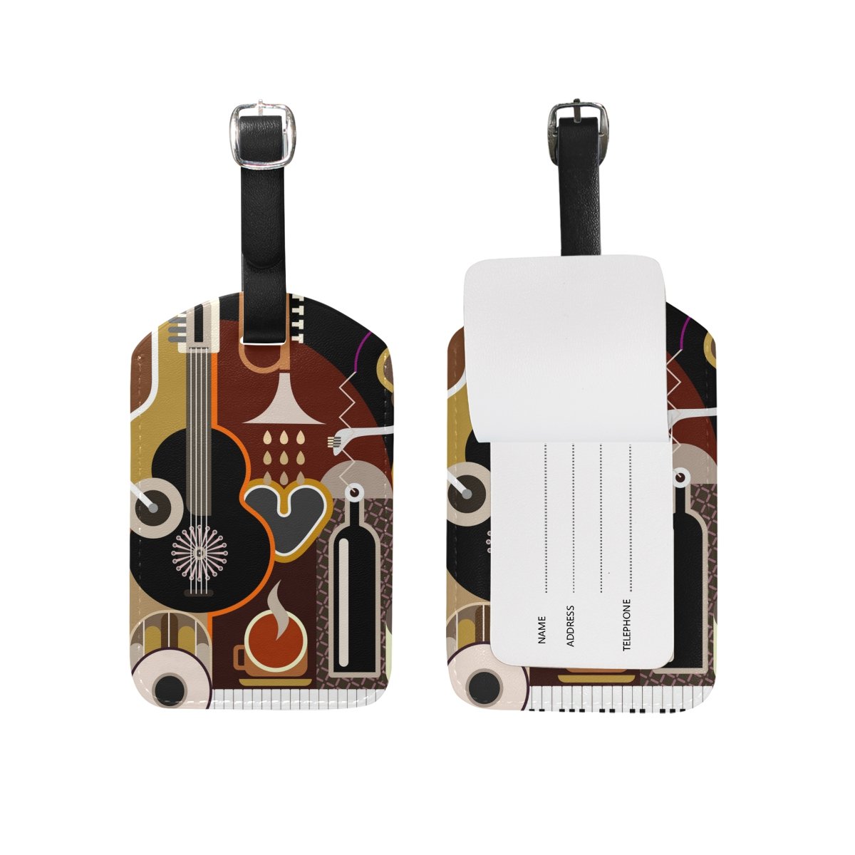 U LIFE Abstract Music Guitar Piano Luggage Tag - Durable Travel Baggage Tags for Suitcases & Backpacks - Perfect for Musicians & Travel Enthusiasts