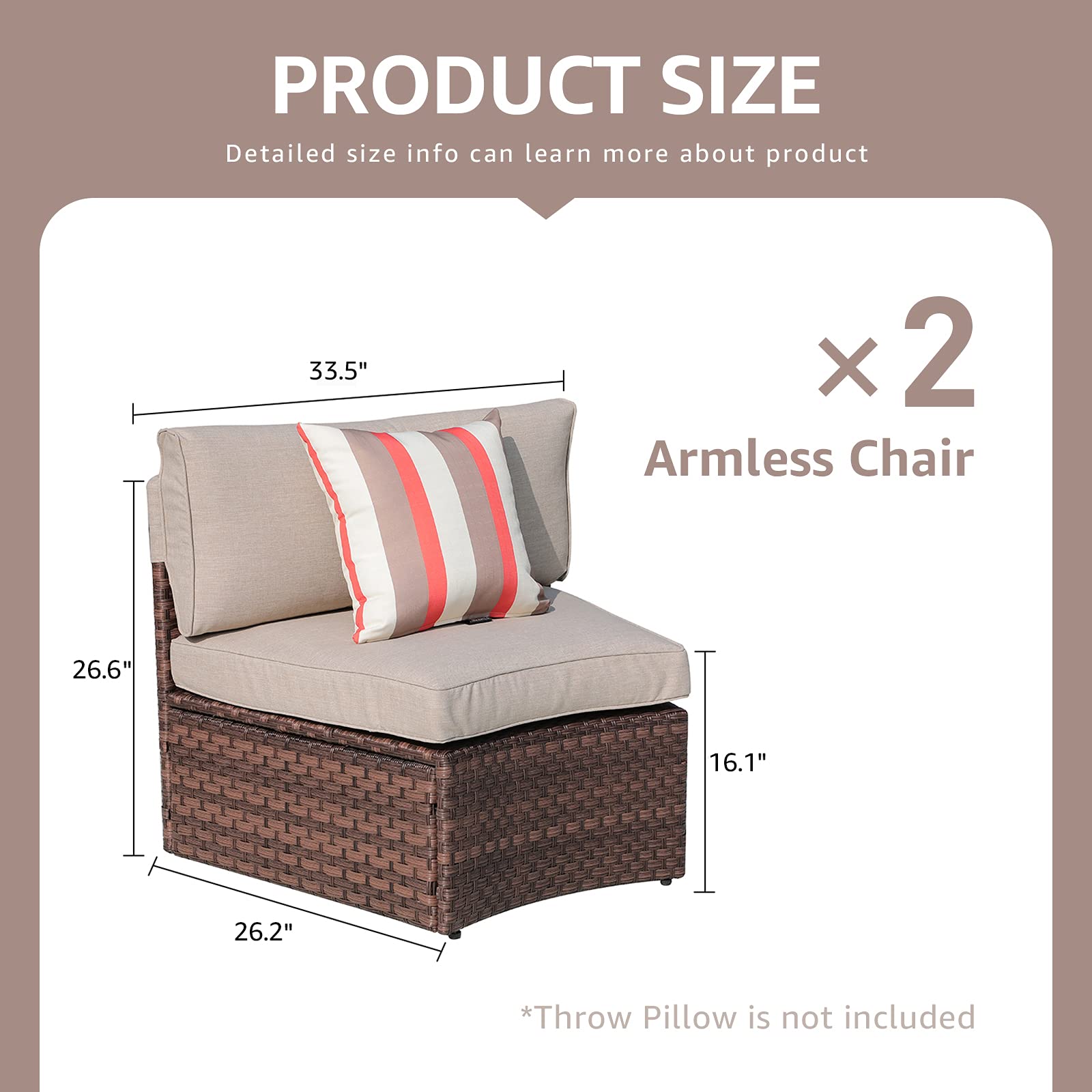 SUNSITT 2-Piece Half Moon Patio Furniture Set - Curved Outdoor Wicker Sectional Sofa with Beige Cushions for Garden, Poolside & Backyard Relaxation