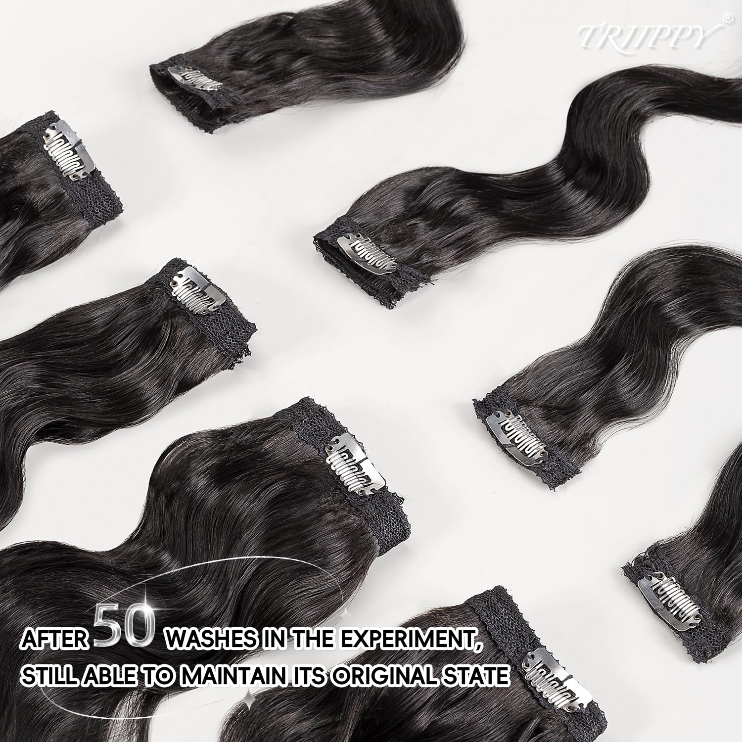 Premium TRIIPPY Clip-in Hair Extensions 22 Inch 8-Piece Set (120g) - 100% Raw Cambodian Human Hair, Body Wave, Natural Black | Triple Lifespan, Stays Smooth & Silky | Perfect for Daily Wear, Parties, Weddings & Special Occasions