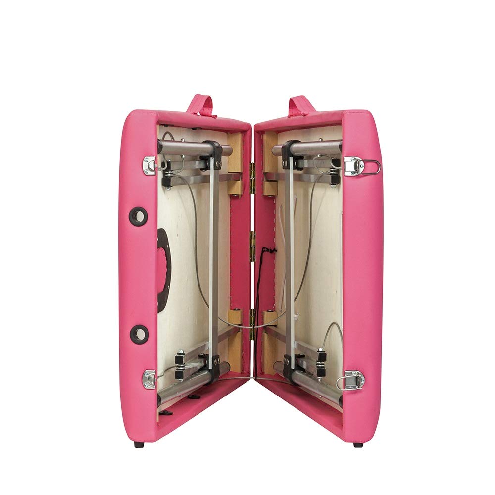 Portable Folding Aluminum Beauty Massage Table - 60CM Wide Pink for Home Spa & Salon - 2-Section Adjustable Design for Professional Massage Therapy