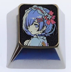 Custom Kamisato Ayaka & Rem Themed Titanium Alloy Keycaps for Mechanical Keyboards - Anime Gaming & Typing Accessories