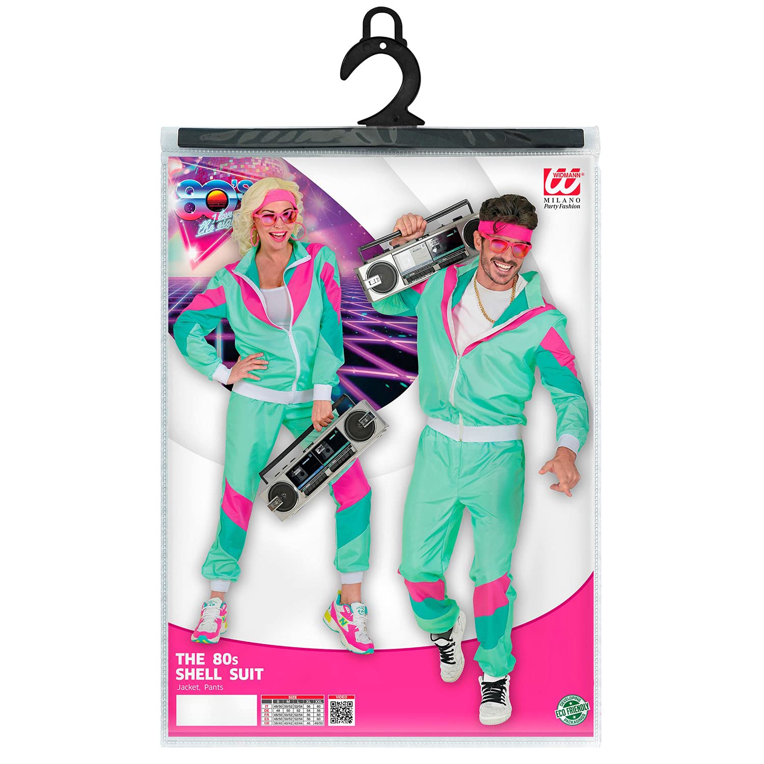 Widmann Milano 80s Retro Party Costume - Vintage 80s Fashion, Funny Running Outfit, Ugly Sweater Costume, Halloween & Cosplay Dress Up for Theme Parties, Costume Contests & 80s Night Events