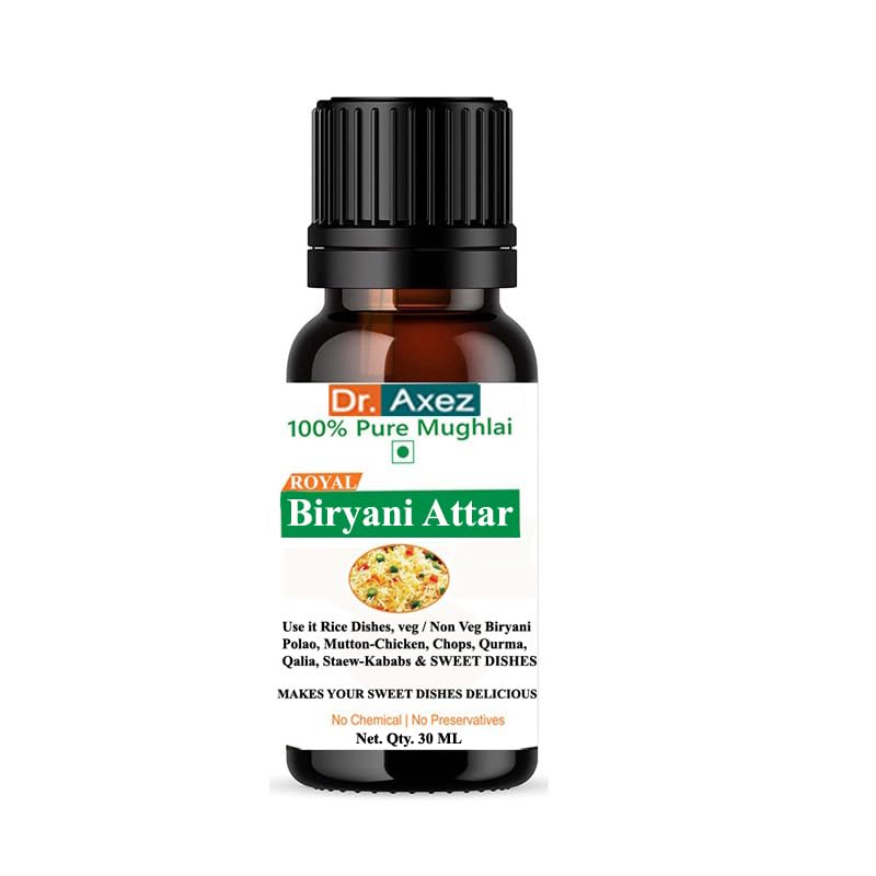 Dr. Axez Mughlai Biryani Attar Essence - 30ml Premium Food Flavoring for Authentic Indian Rice Dishes, Pulao, Mutton & Chicken Biryani - Perfect for Home Cooking, Restaurant Meals and Special Occasions