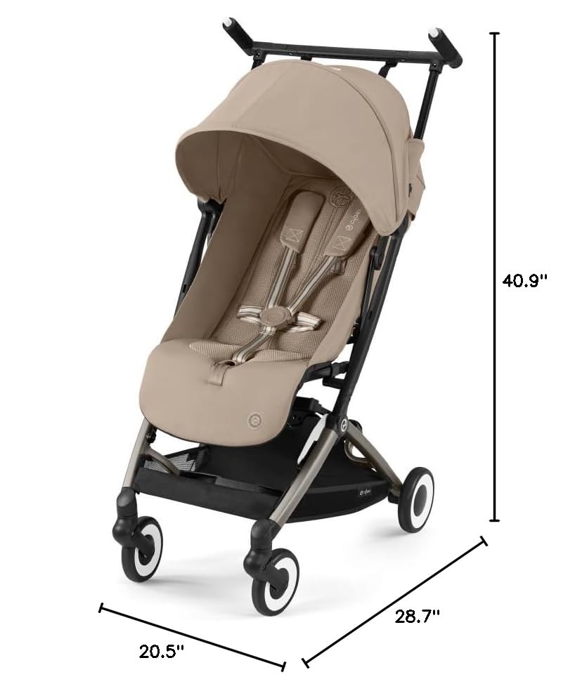 Cybex Libelle 2 Lightweight Travel Stroller - Compact Foldable Baby Stroller for Airplane Carry-On, One-Hand Recline & CYBEX Car Seat Compatible, Almond Beige | Perfect for Air Travel, City Walks & Everyday Use