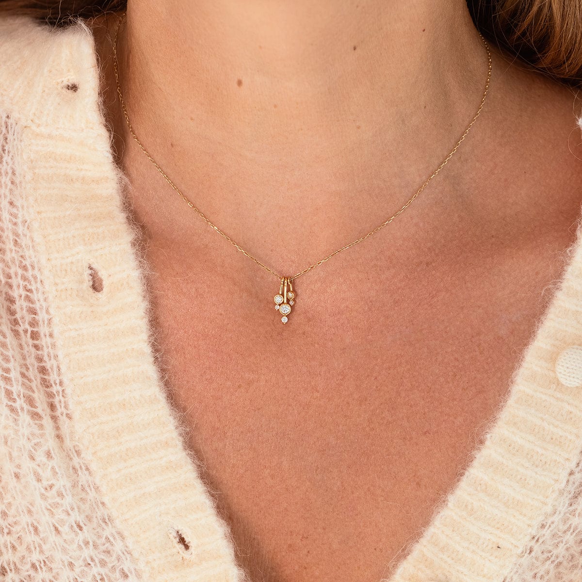 Diamond Droplet Necklace - Elegant 14K Gold Pendant for Women | Perfect for Weddings, Anniversaries & Special Occasions