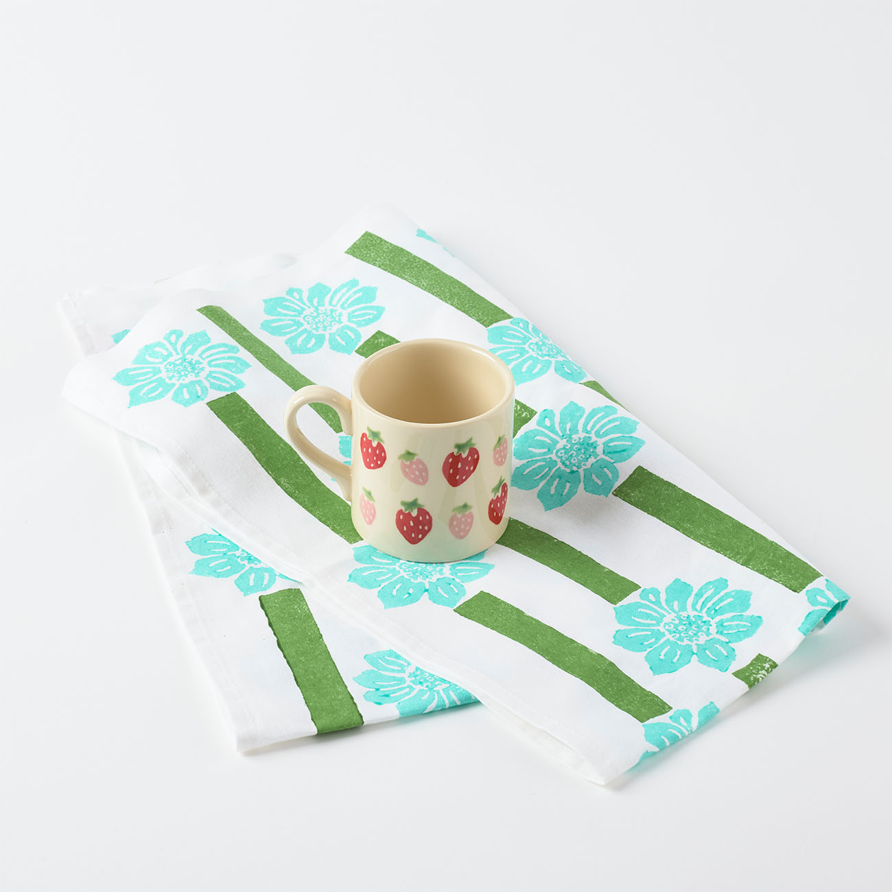Block Printing Kit for DIY Tea Towels - Ruthie Stripe Design in Aqua Green | Perfect for Handmade Kitchen Decor & Unique Gift Ideas