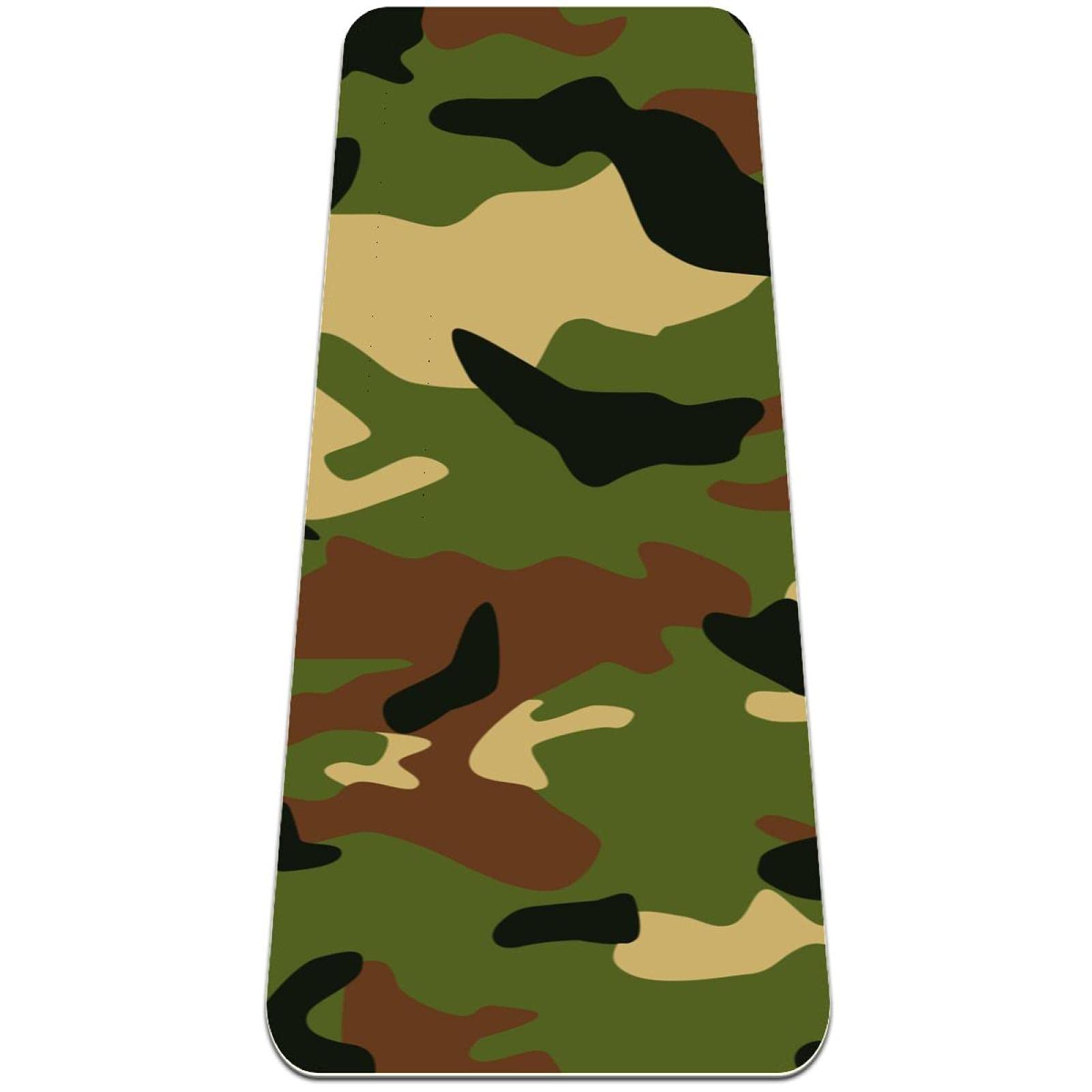 Premium Non-Slip Yoga Mat for Women - Extra Thick Exercise & Fitness Mat with Camo Classic Green Brown Design - Ideal for Yoga, Pilates, Home Workouts & Gym Sessions