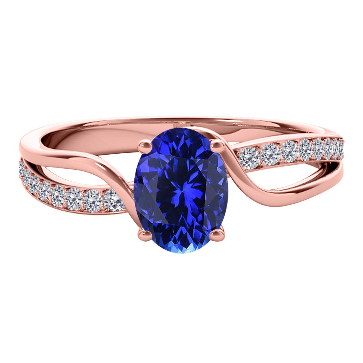 1.00 Carat Tanzanite & Diamond Ring in 10K Rose, Yellow or White Gold - Elegant Valentine's Day Gift for Her, Anniversary Present, Engagement Ring Alternative, Birthstone Jewelry for December