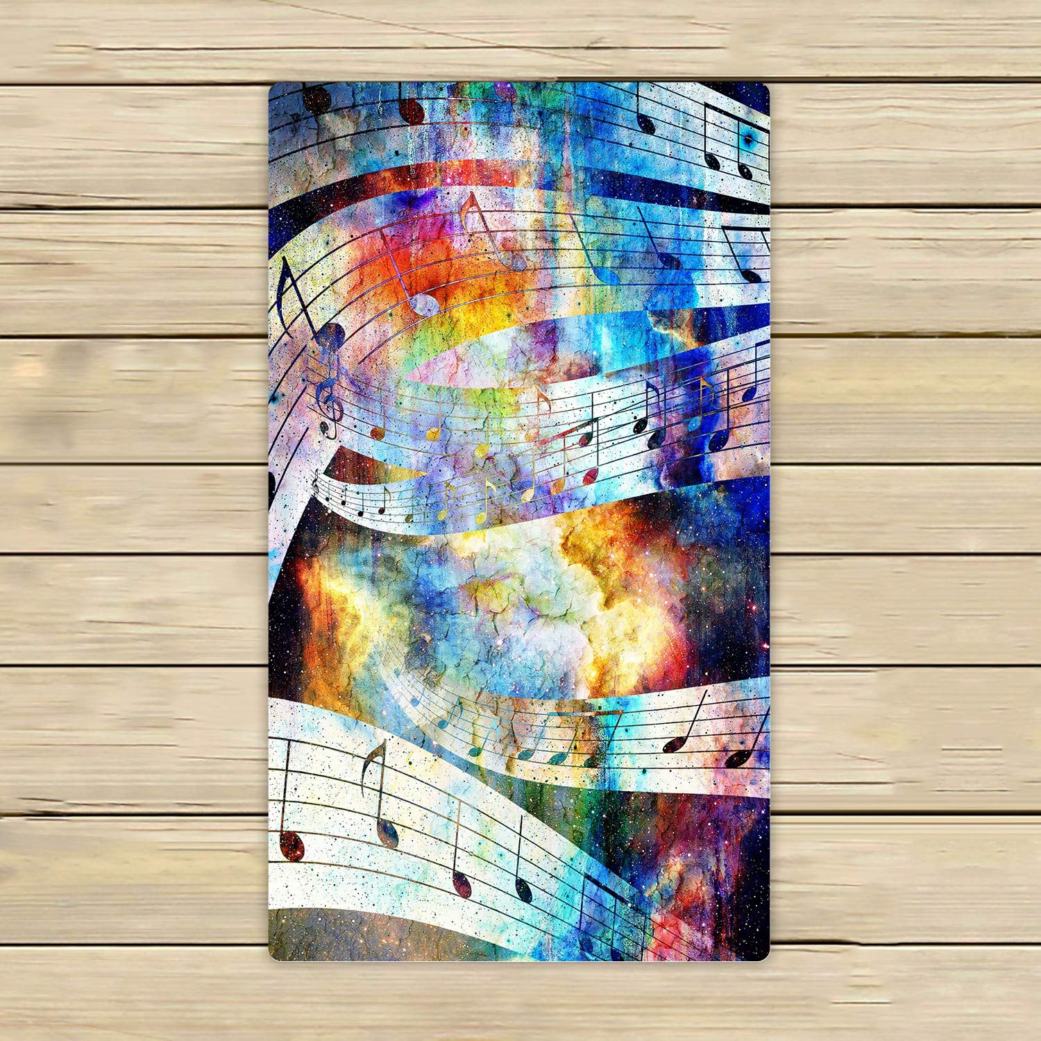 ECZJNT Abstract Music Note Space Stars Beach Bath Towels - 16x28 Inch Soft Absorbent Shower Towel for Home, Pool, Travel & Outdoor Use - Perfect for Beach, Gym, Yoga and Spa