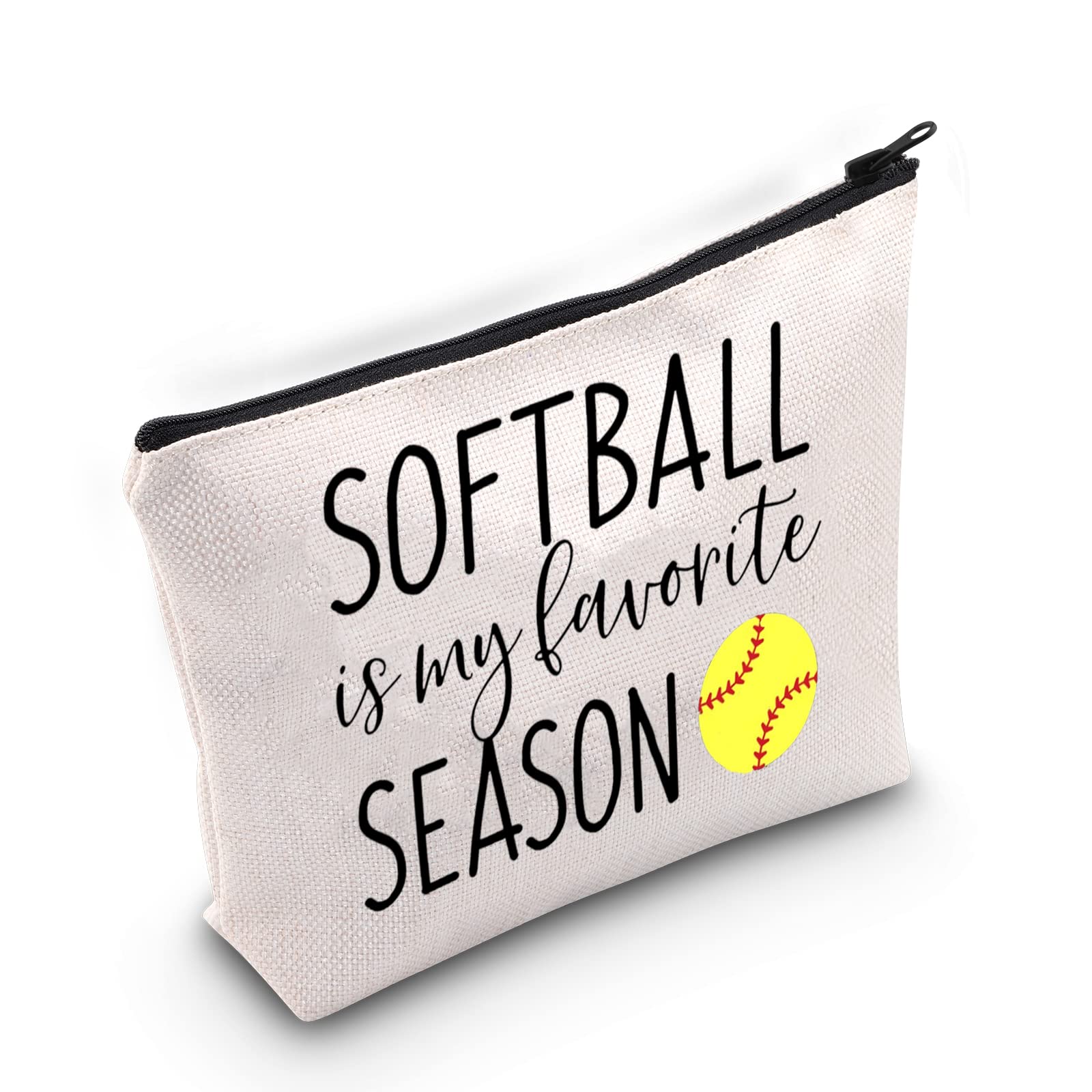 BLUPARK Softball Gift for Women & Girls - Softball Player Zipper Pouch Makeup Bag | Perfect for Softball Lovers, Team Gifts & Game Day Essentials (Softball is My Favorite Season)