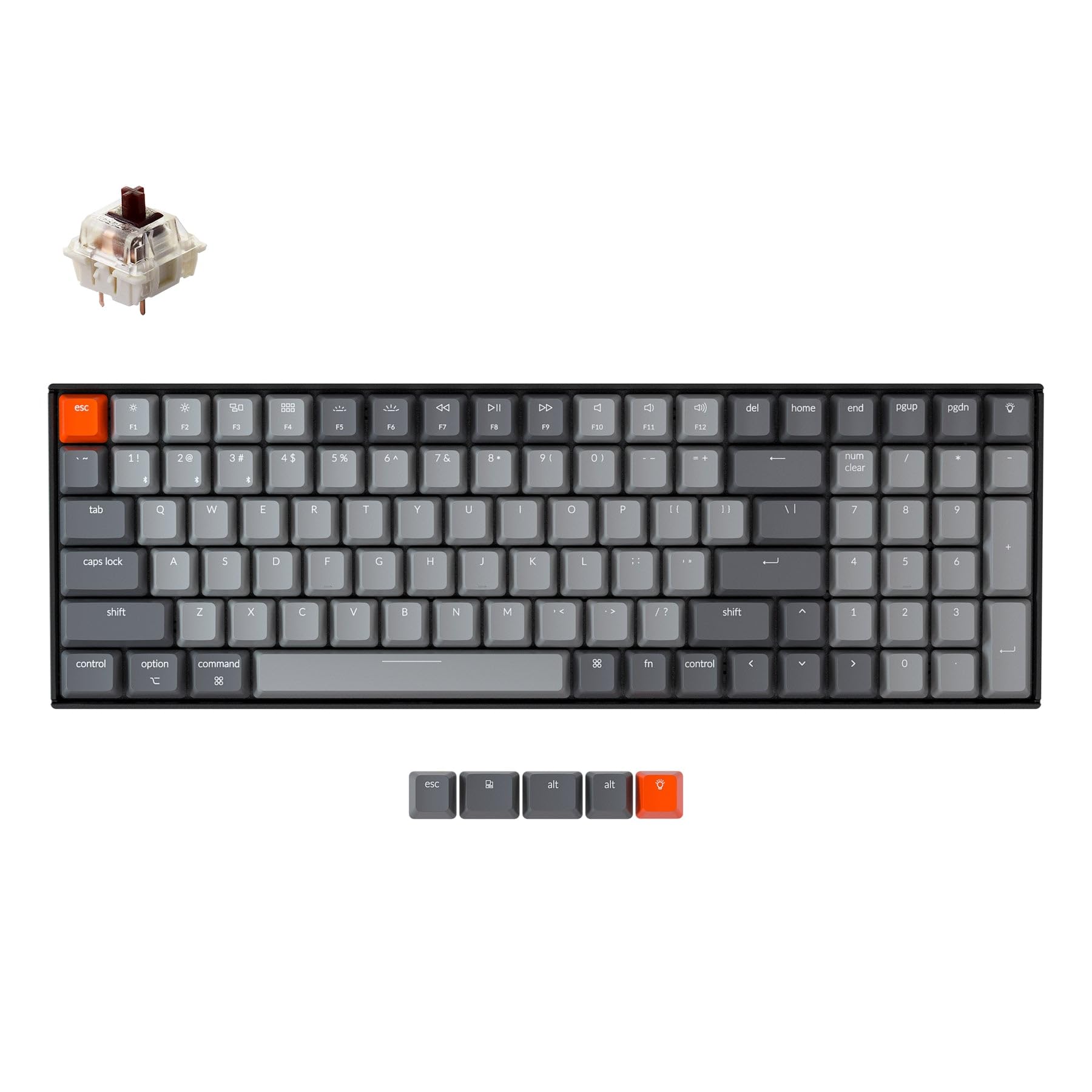 Keychron K4 Version 2 Wireless Mechanical Gaming Keyboard - 96% Layout, 100 Keys with White LED Backlight | Gateron G Pro Brown Switches | Bluetooth/USB-C Wired for Mac & Windows PC | Perfect for Gaming, Coding & Office Work
