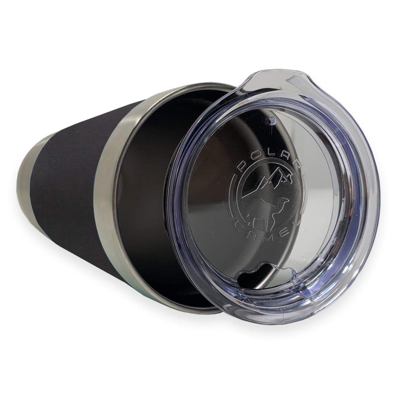 LaserGram 20oz Vacuum Insulated Stainless Steel Tumbler Mug with Silicone Grip - Personalized Engraving Included (Black, Ankh Design) - Perfect for Coffee, Tea & Cold Drinks at Home, Office or Travel