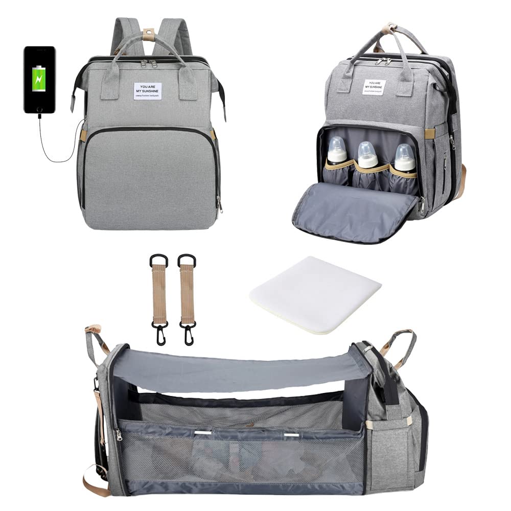 DZOZO Baby Diaper Backpack with Changing Mat & USB Port - Travel & Nursery Essentials