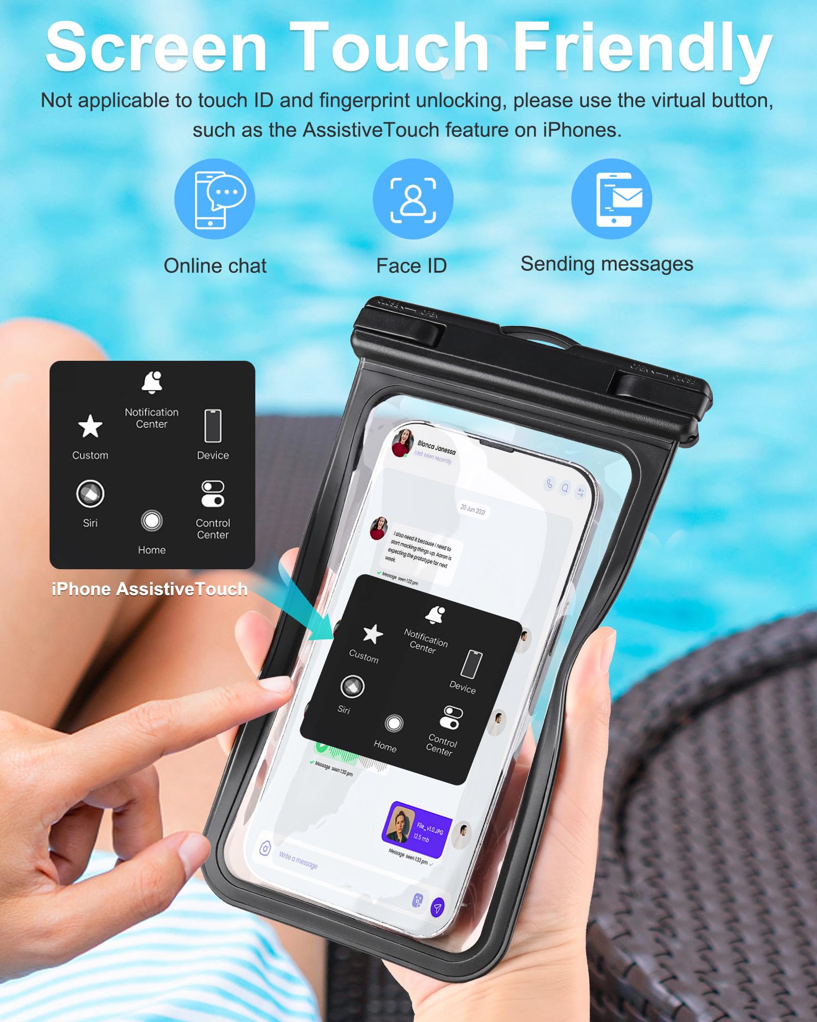 3-Pack Waterproof Phone Pouch for iPhone 15 14 13 12 Pro Max & Samsung Galaxy - IPX8 Certified Dry Bag for Swimming, Beach Vacation, Kayaking, Boating & Cruise Essentials - Perfect for Water Sports & Outdoor Activities