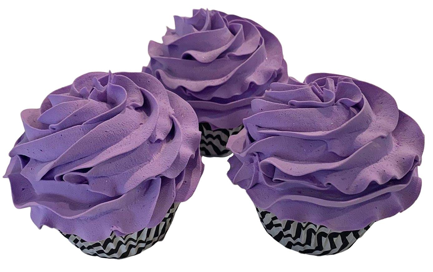 Artificial Fake Cupcakes & Cake Decorations - Set of 3 Lavender Purple Faux Cakes for Display - Home & Kitchen Decor, Party, Wedding, Dessert Table Centerpiece - Realistic Fake Food for Cake Plates & Dessert Displays