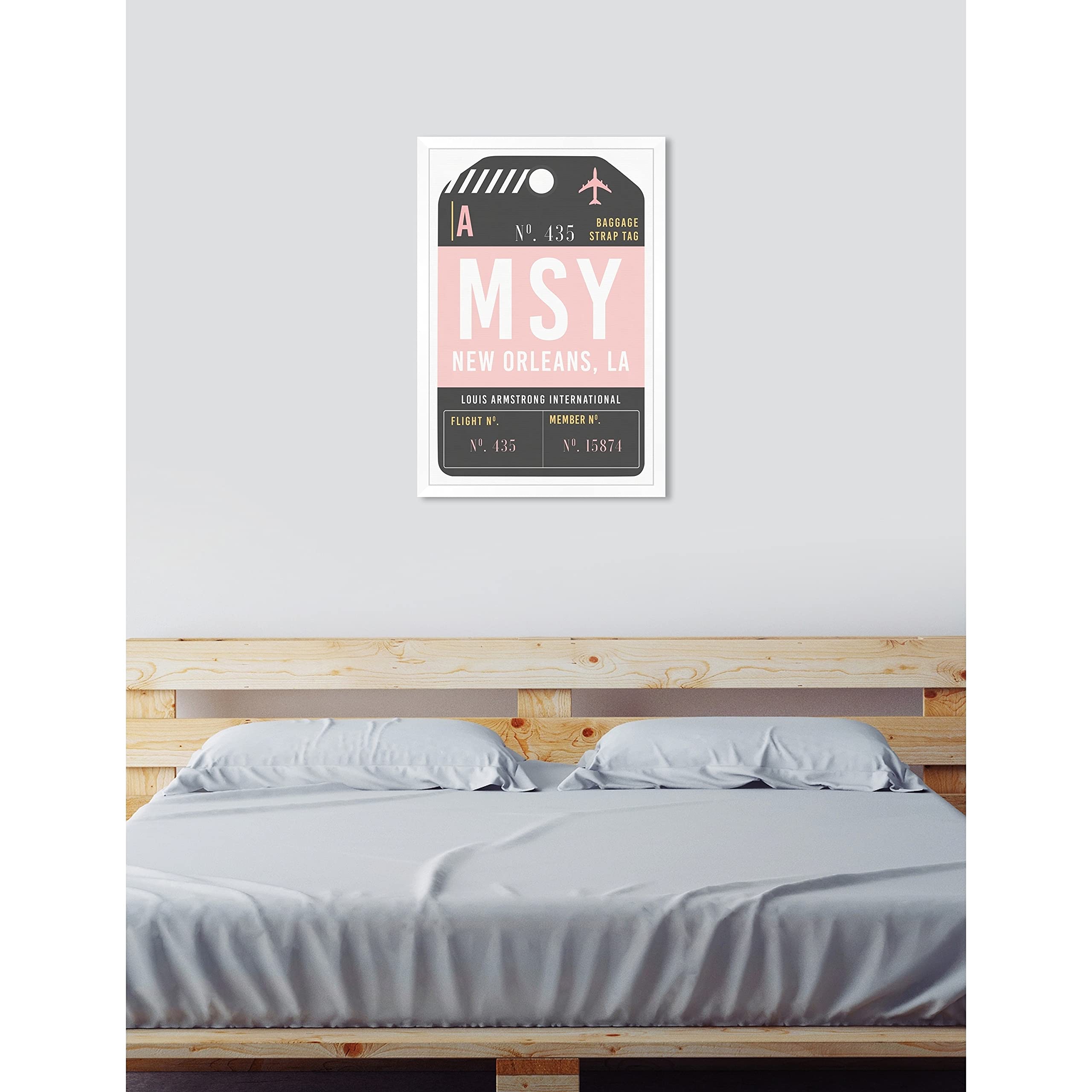 Oliver Gal 'New Orleans Luggage Tag' Framed Canvas Wall Art Print - 30x45 Inches - Vintage Travel Inspired Decor for Living Room, Bedroom & Office