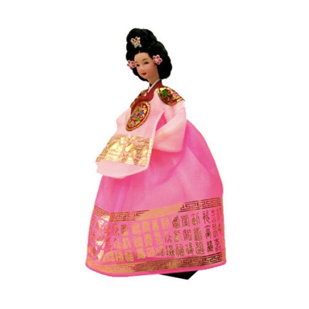 Korean Traditional Handicraft Hanbok Doll - Queen Version 1 Figure Gift in Pink | Authentic Korean Cultural Collectible for Home Decor, Wedding Gifts & Asian Culture Enthusiasts