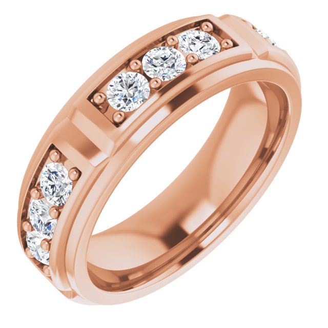 1.50 Carat Total Weight (CTW) Prong Set Round Diamond Men's Wedding Band Ring - Perfect for Engagement, Anniversary & Special Occasions