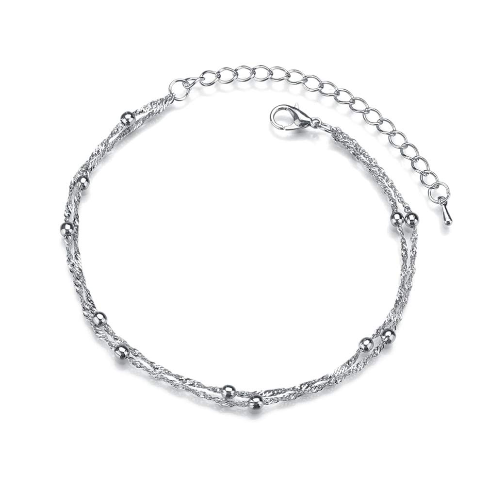 Handmade Double Layer Chain Anklet for Women - Elegant Adjustable Foot Bracelet Jewelry, Perfect for Beach, Summer & Boho Fashion