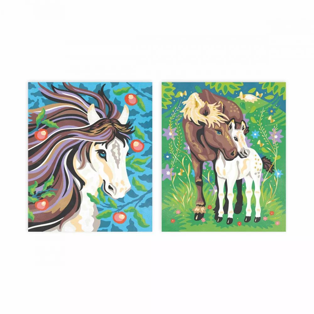 Janod Horses Paint By Numbers Kit - DIY Art Set for Kids & Adults - Creative Painting Activity for Home Decor & Gifts