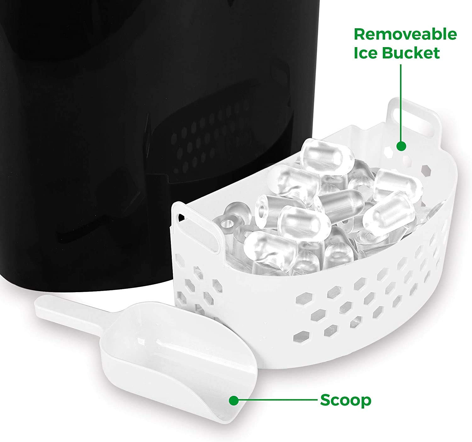 Portable Countertop Ice Maker - 9 Ice Cubes in 6 Minutes, 26LBS/24Hrs Capacity, 2 Ice Size Options, LED Display - Perfect for Home, Office, Bar, Parties & Outdoor Gatherings