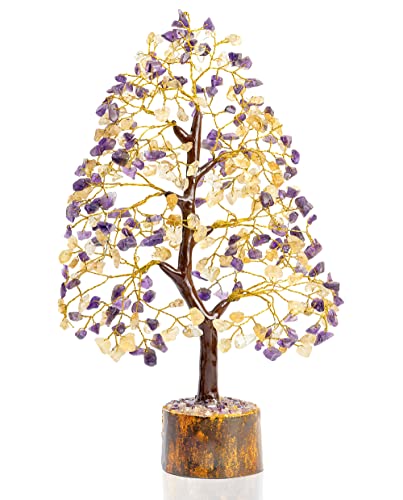 Citrine + Amethyst (Golden Wire)