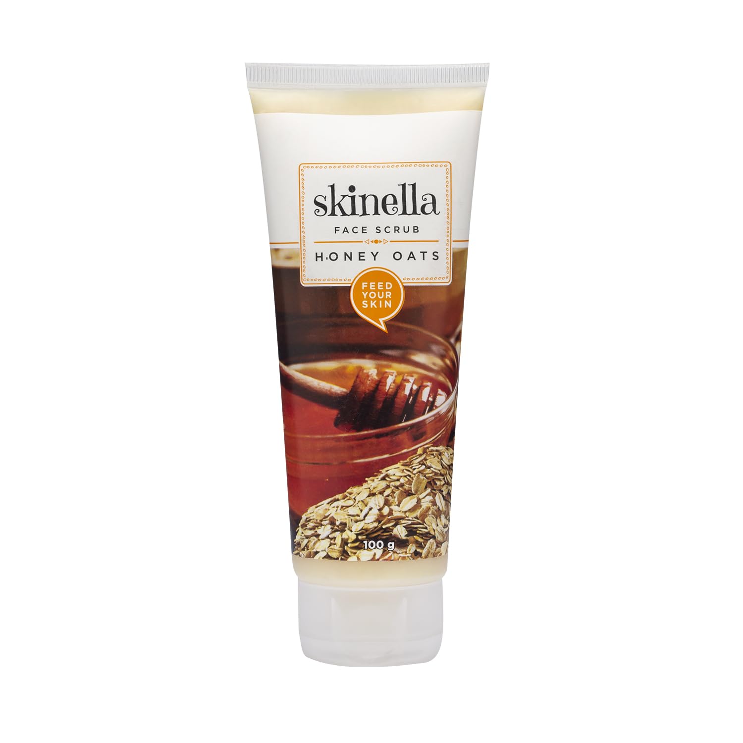 Skinella Honey Oats Facial Scrub 100g - Natural Exfoliator for Glowing Skin | Gentle Face Cleanser for Dry & Sensitive Skin | Perfect for Daily Skincare Routine & Spa Days