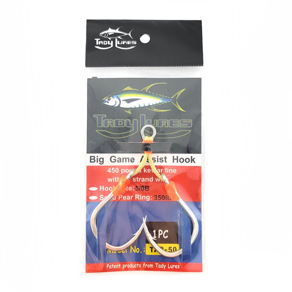 Tady Wire Double Assist Hooks for Saltwater Fishing - Strong Stainless Steel Hooks with Dual Assist for Tuna, Marlin & Big Game Fishing | Perfect for Offshore, Deep Sea & Sport Fishing Adventures