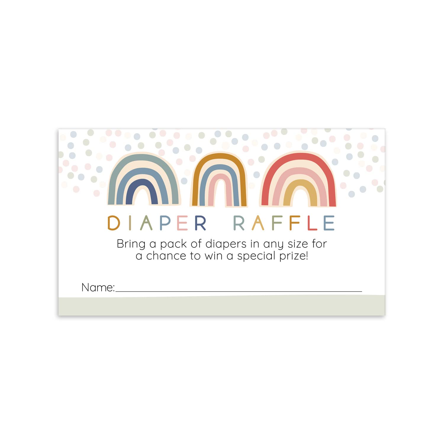 Rainbow Diaper Raffle Tickets for Baby Shower - 50 Gender Neutral Sprinkle Game Cards (3.5