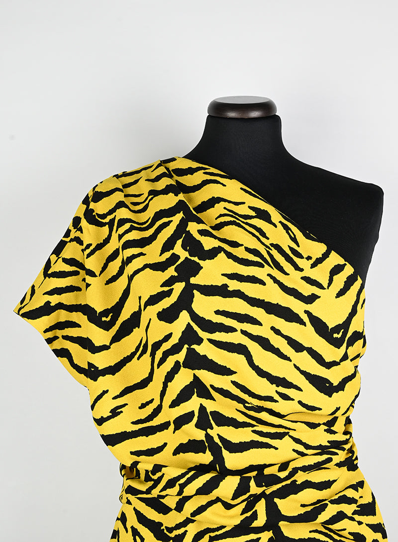 Saint Laurent Yellow and Black Animal Print Dress Size 40 - Perfect for Evening Parties and Special Occasions