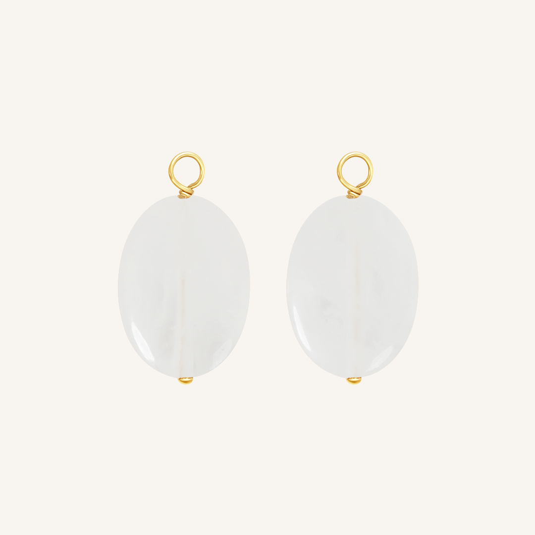 Quartz Stone Hoop Charm Earrings Set of 2 - Natural Crystal Dangle Earrings for Women, Perfect for Everyday Wear & Special Occasions