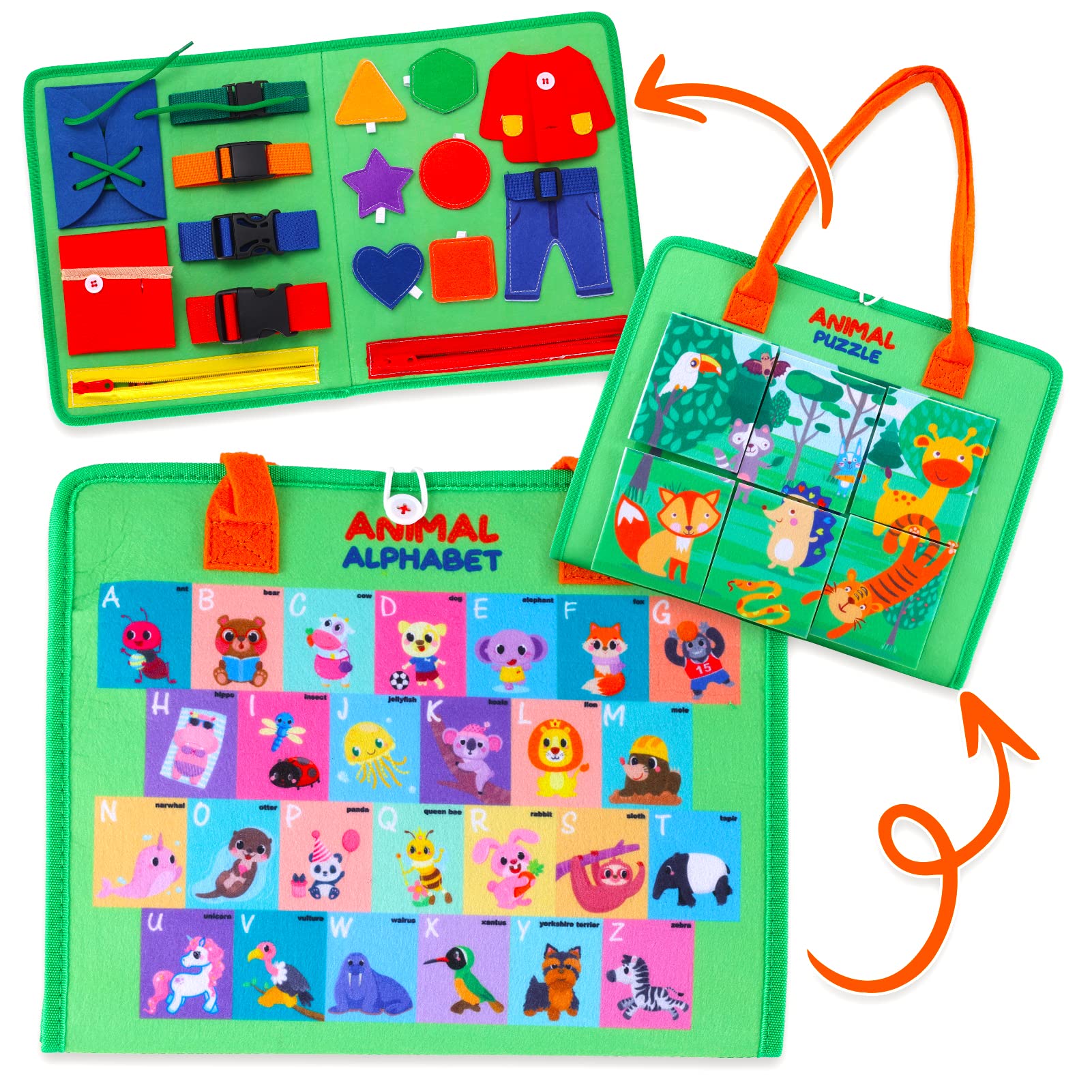OleOletOy Toddler Busy Board - Montessori Sensory Toy with Animal Design for Preschool Learning | Educational Activity Board for Autistic Children | Perfect Christmas Stocking Stuffer for Boys & Girls | Ideal for Home, Classroom & Travel Play