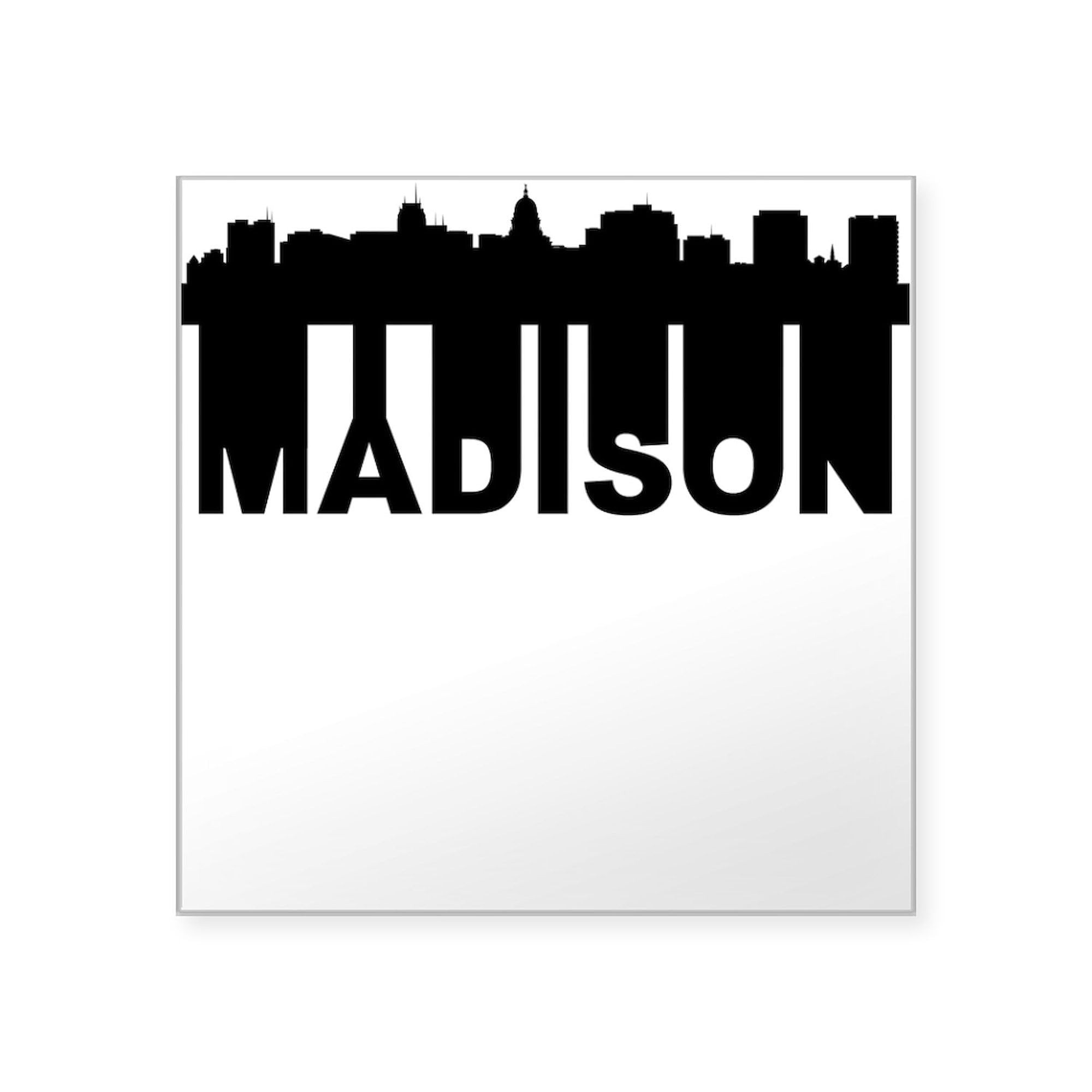 Roots of Madison WI Skyline Sticker - Square Bumper Decal for Cars, Laptops & Windows - Perfect for Wisconsin Pride, Travel Memories & Gift Giving