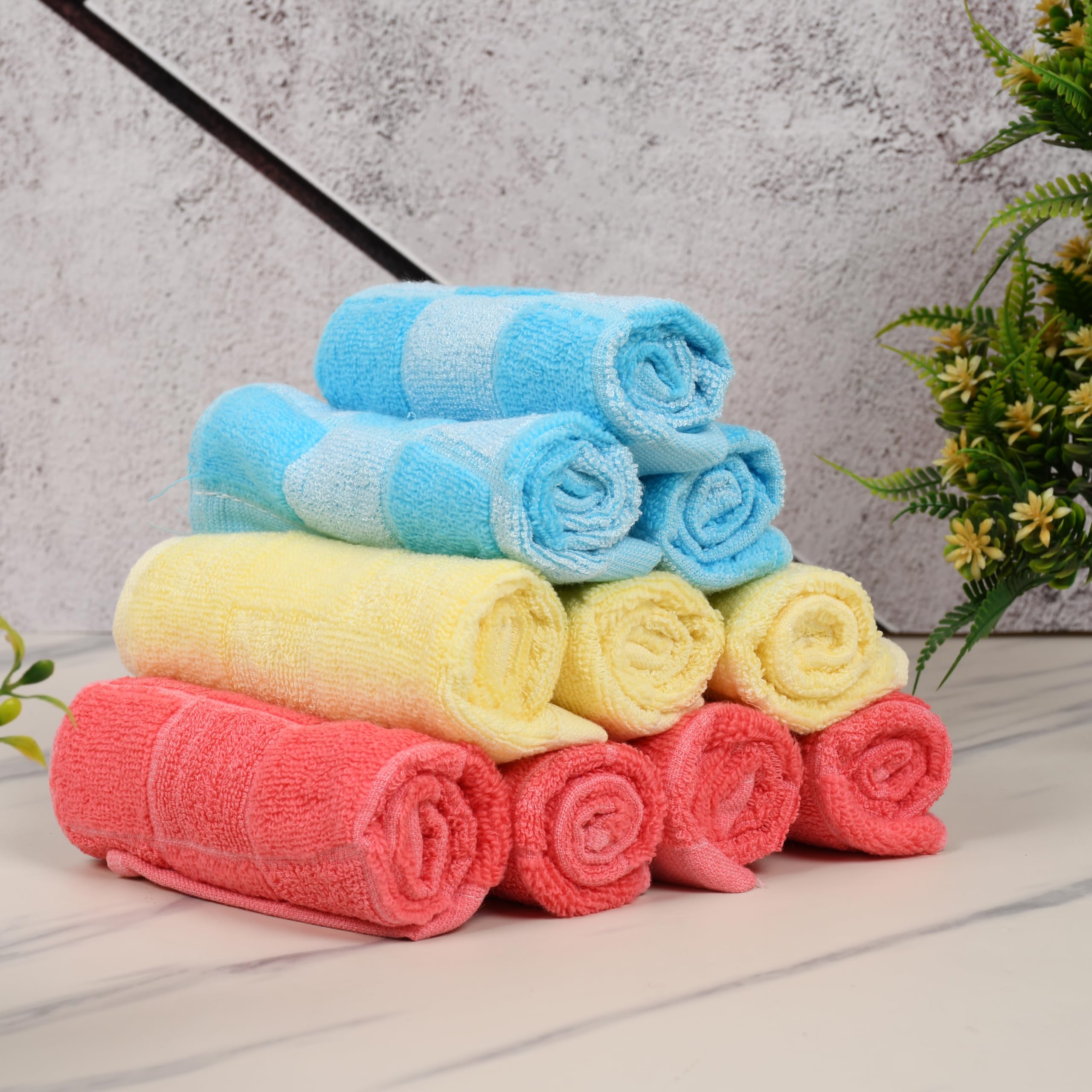 GRGRASP Luxury Spa Face Towel Pack of 6 - 10x10 Inch Terry Cotton Check Design for Skincare, Makeup Removal, and Gentle Exfoliation