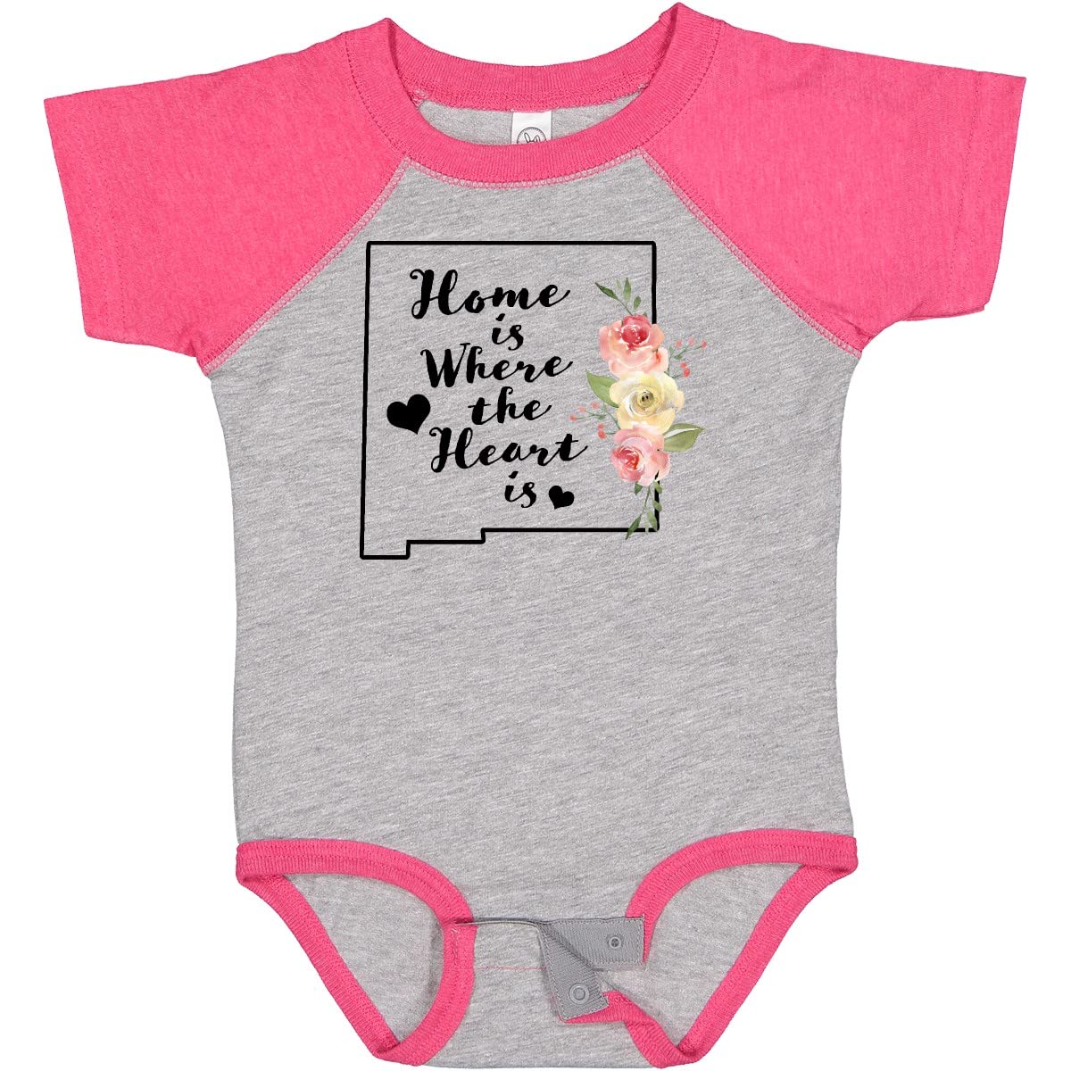 Inktastic New Mexico Home is Where The Heart is Watercolor Baby Bodysuit - Soft Cotton Infant Onesie for Newborns, Perfect for Family Photos, Holidays & Everyday Wear