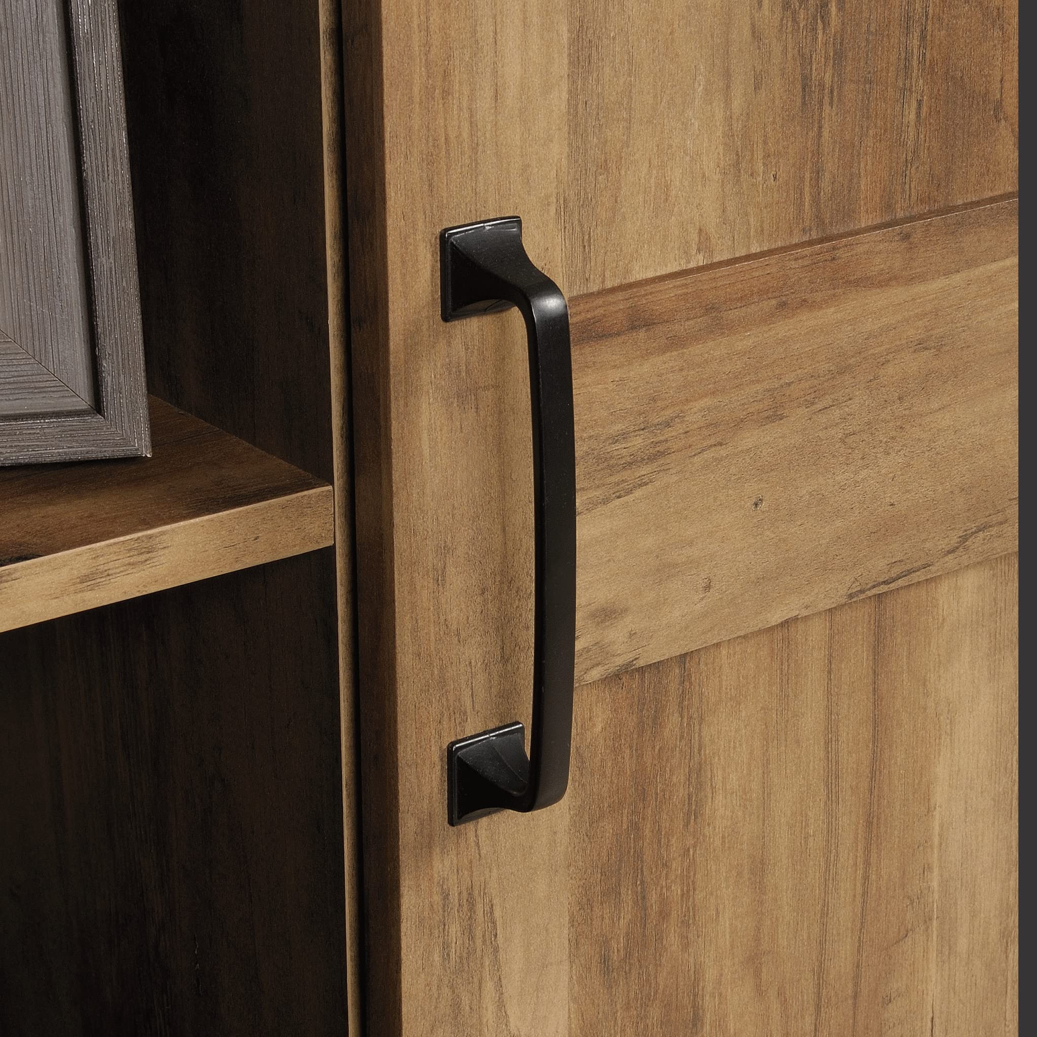 Sauder Sliding Door Storage Cabinet - Rustic Pine Finish Pantry Organizer for Kitchen, Bathroom, or Home Office | Durable & Stylish Storage Solution
